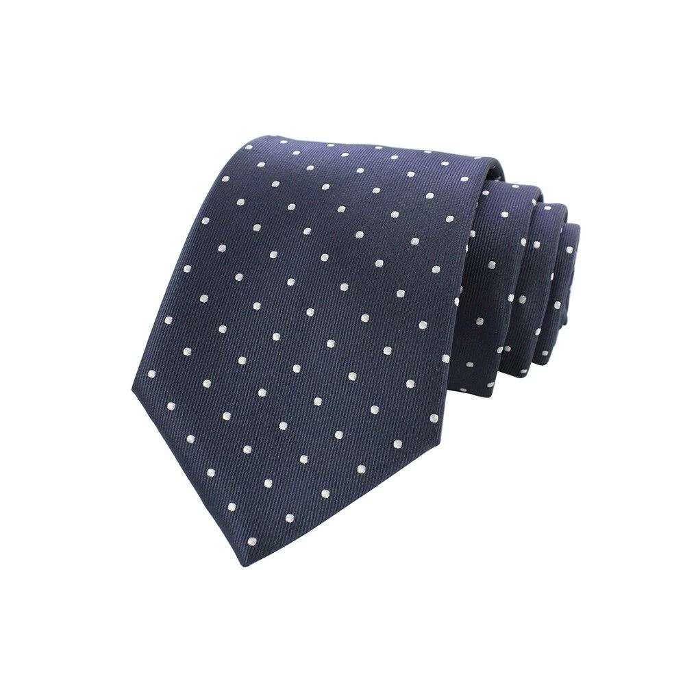 Sustainable Corbata de seda lisa de lunares pequeños Minimalist
