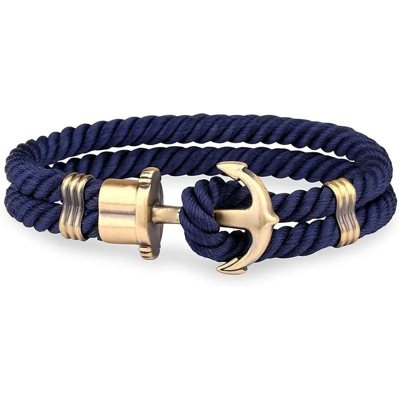 Flexible Luigi Pulsera de cuerda con ancla dorada Smart