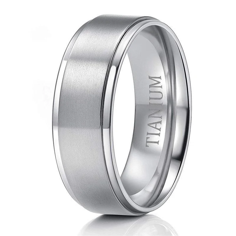 Detailed Anillo de titanio plateado cepillado User-Friendly