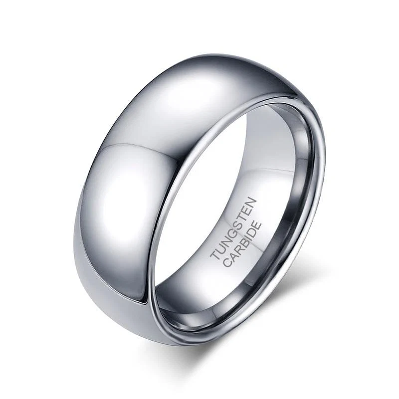 Authentic Anillo de carburo de tungsteno pulido en tono plateado Specialty