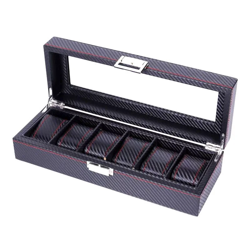 Innovative Dante Organizador Caja de Relojes Estilo Fibra de Carbono 6-12 Ranuras World-Class