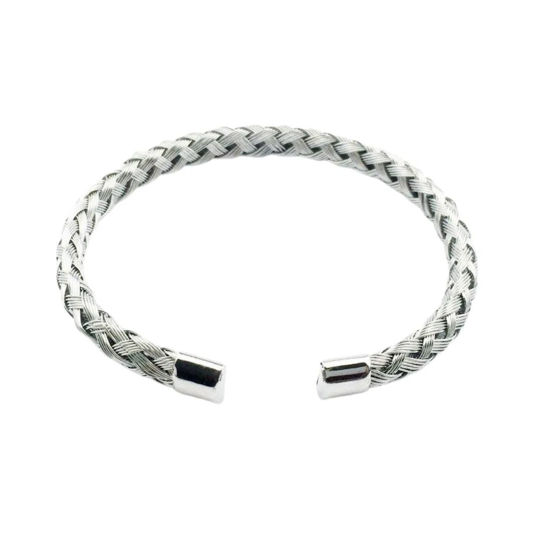 Comfortable Brazalete minimalista trenzado de acero inoxidable Official