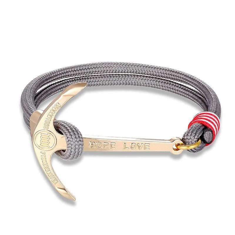 Versatile Pulsera náutica Anchor of Hope dorada Comfortable