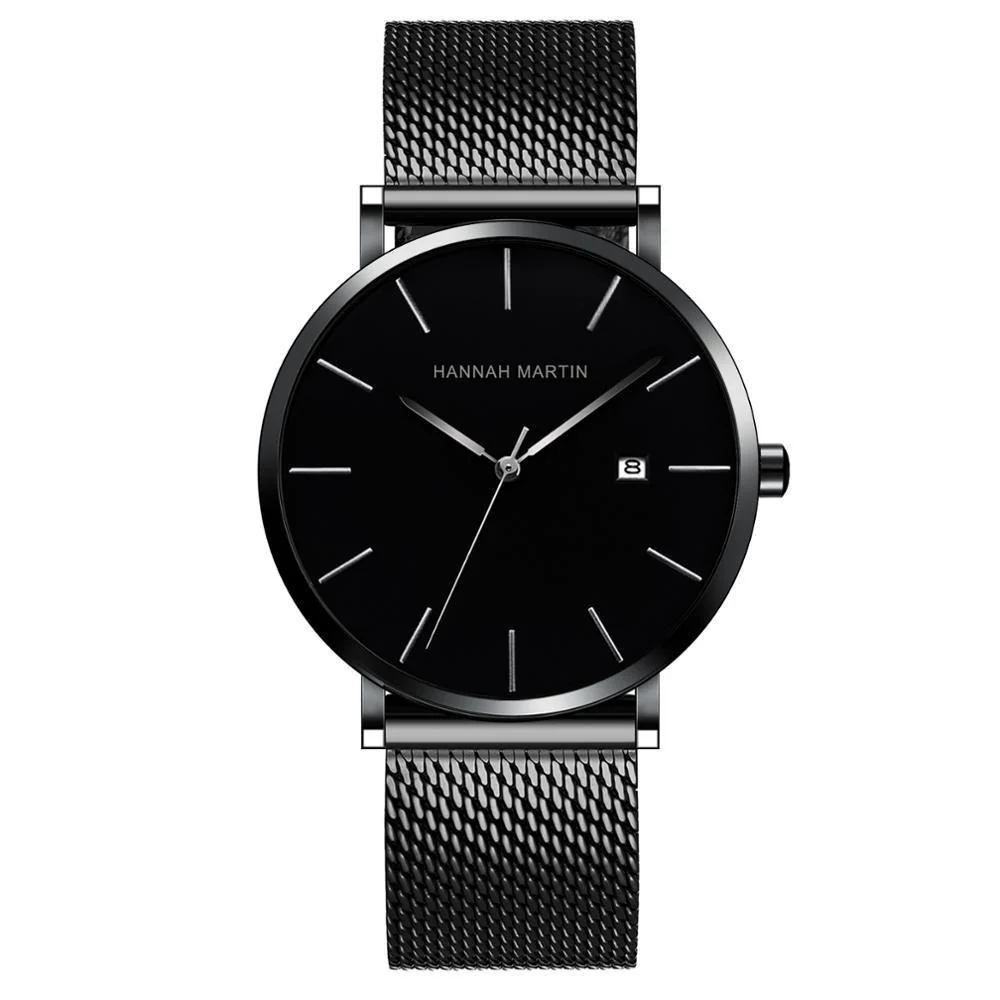 Clean Albert Nero Reloj clásico de caballero con correa milanesa Exclusive