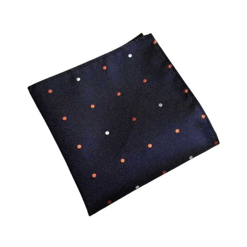 Detailed Pañuelo de bolsillo de seda con lunares azul marino Professional