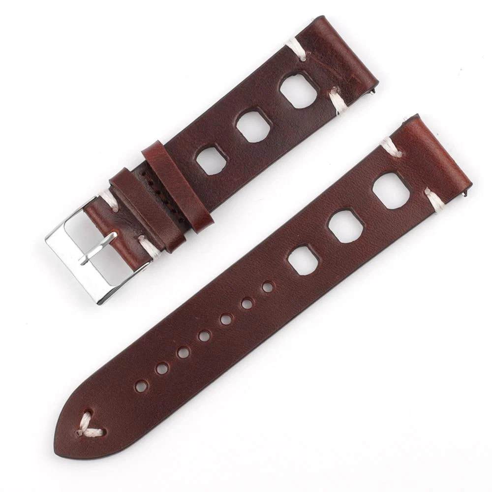 Smart Hubert Correa de reloj Racing de cuero italiano hecha a mano con hebilla hebijón First-Class
