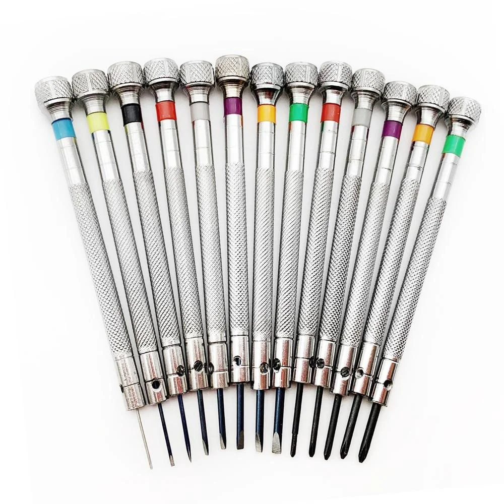 Authentic Juego de 13 destornilladores planos para reparación de relojes 0.6mm-2.0mm Comfortable