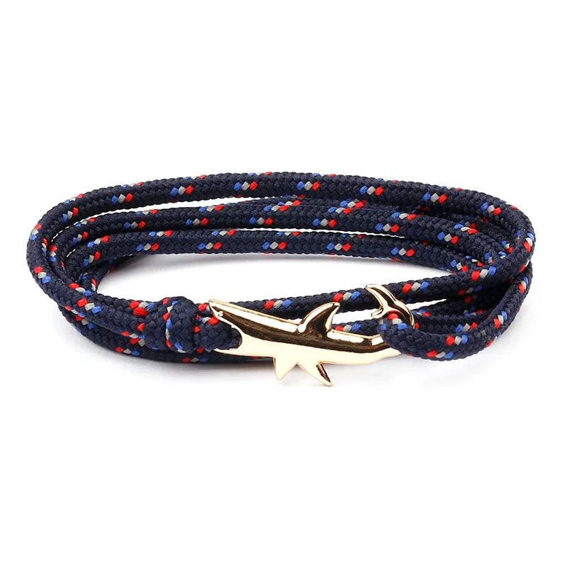 Versatile Pulsera de cuerda náutica Tiburón dorado Crafted