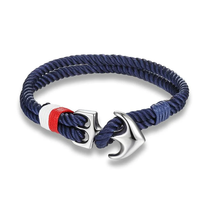 Comfortable Saint-Tropez Pulsera de cuerda maciza con ancla Efficient