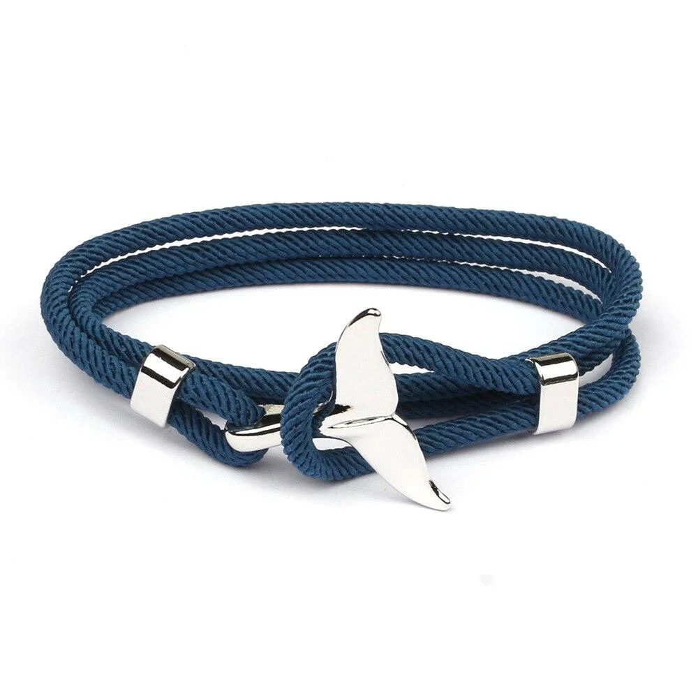Next-Generation Pulsera de plata con cuerda de cola de ballena Natural