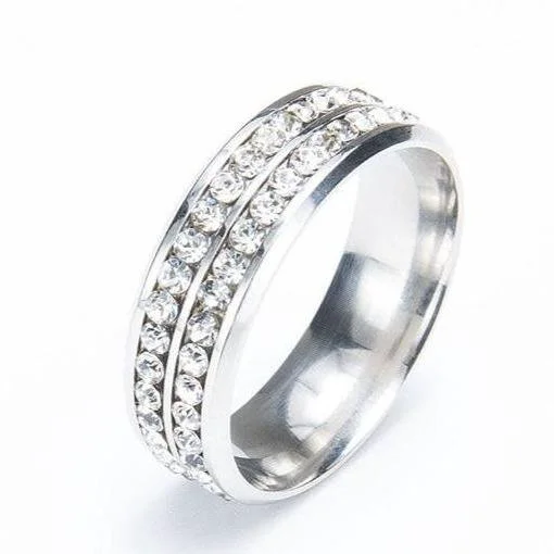 Traditional Anillo de corbata de cristal plateado Reusable