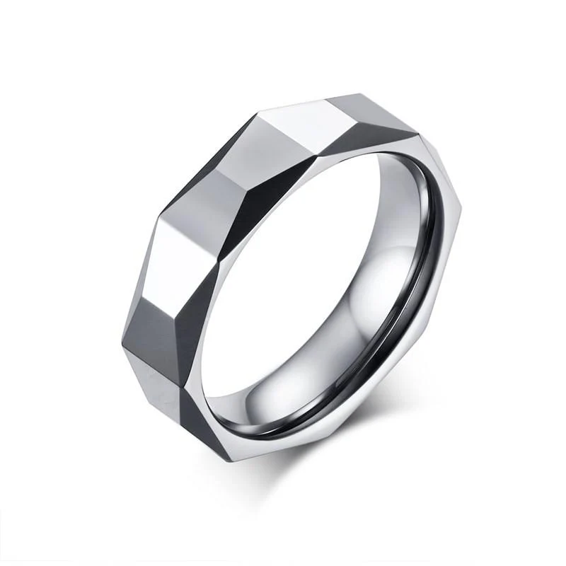 Easy-to-Use Anillo rómbico de carburo de tungsteno plateado Minimalist