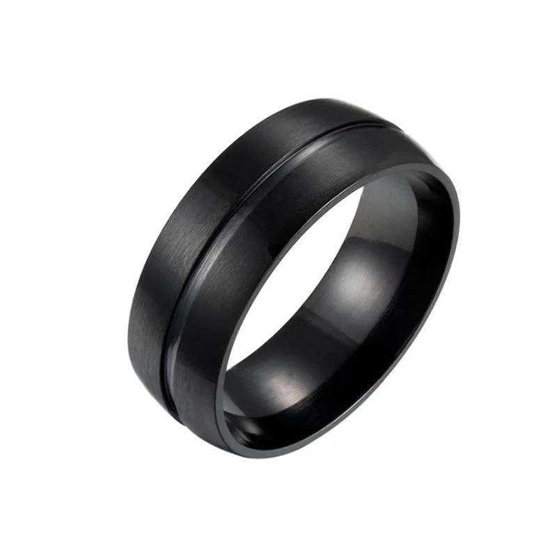 Durable Anillo de acero inoxidable negro mate Proven