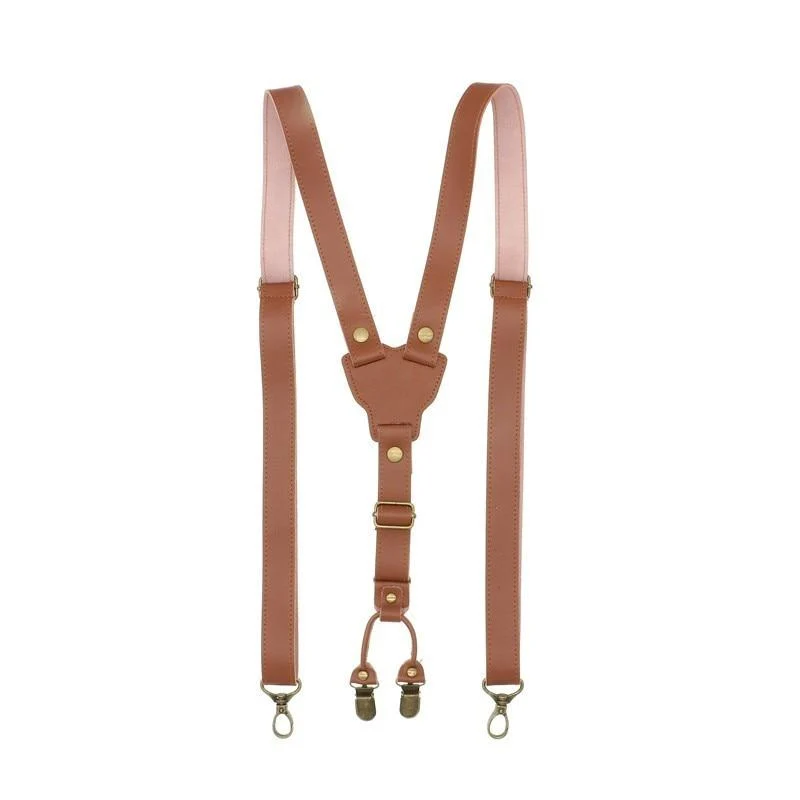 Crafted Vintage Cuero de vaca sólido Y-Back Gancho Tirantes Powerful