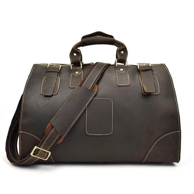 Green Alastair Bolsa de viaje de piel Crazy Horse Carefully Designed