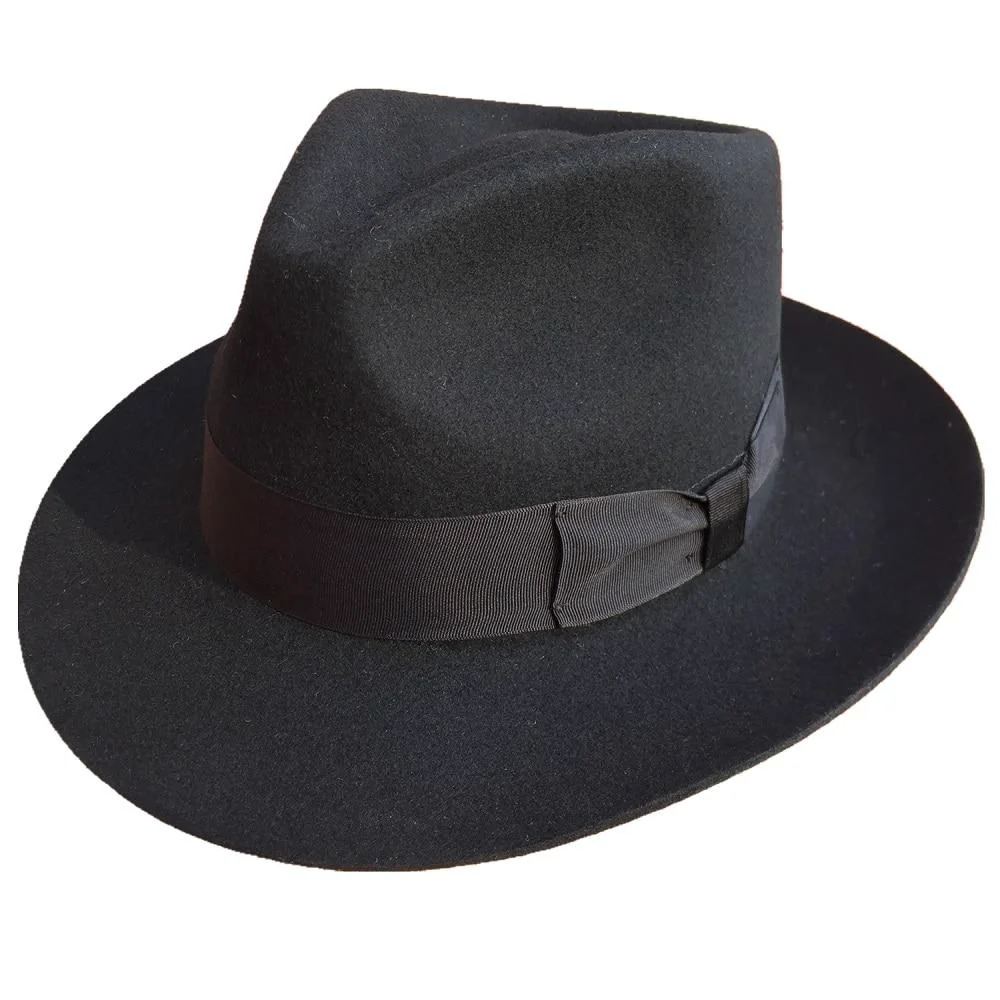 Classic Pietro Sombrero Fedora de fieltro de lana Smooth