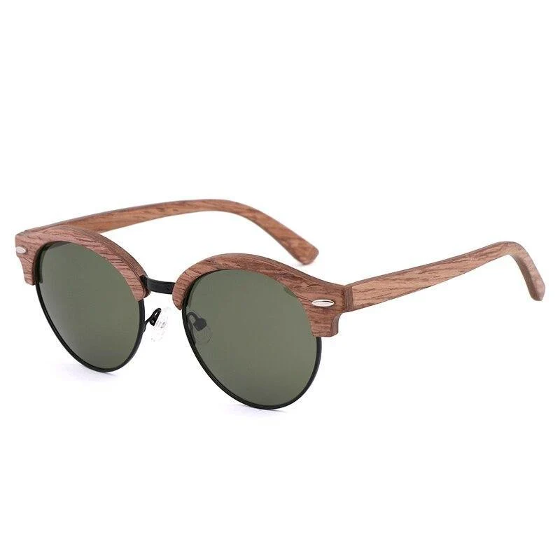 Artisan Matteo Gafas de sol polarizadas redondas de madera Expertly Made