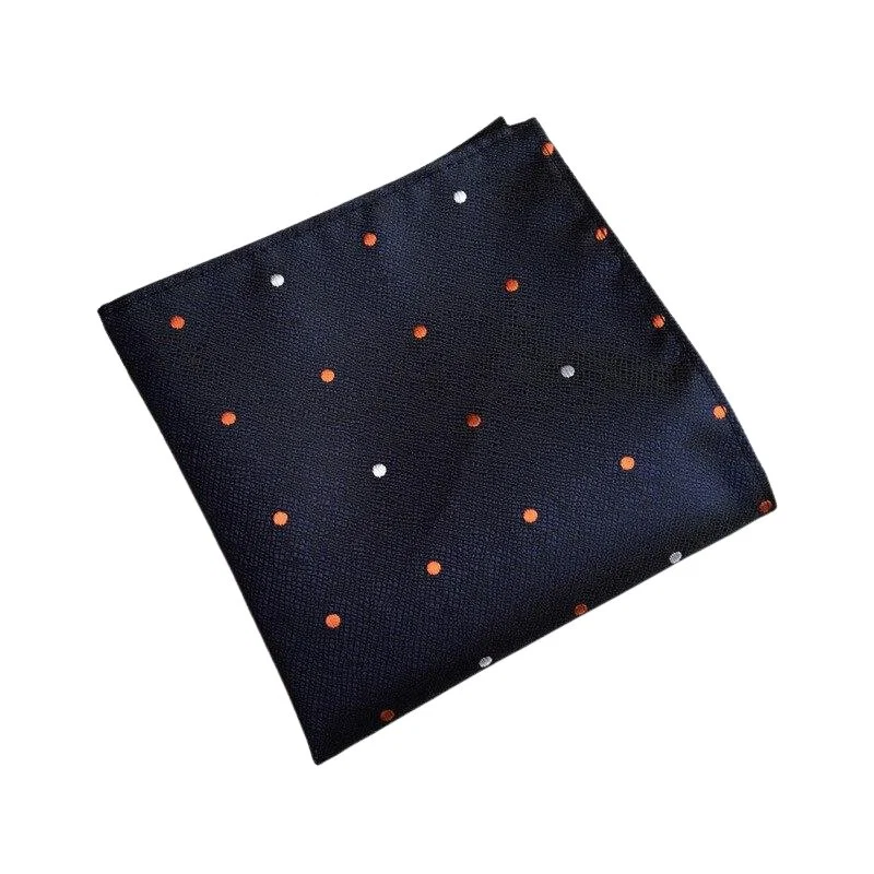 Reusable Pañuelo de bolsillo de seda con lunares azul marino Fine Crafted