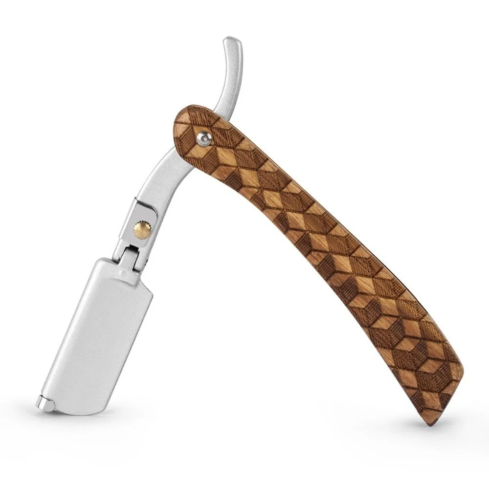 Carefully Designed Maquinilla de afeitar recta Shavette de doble filo con mango de madera de peral Sustainable