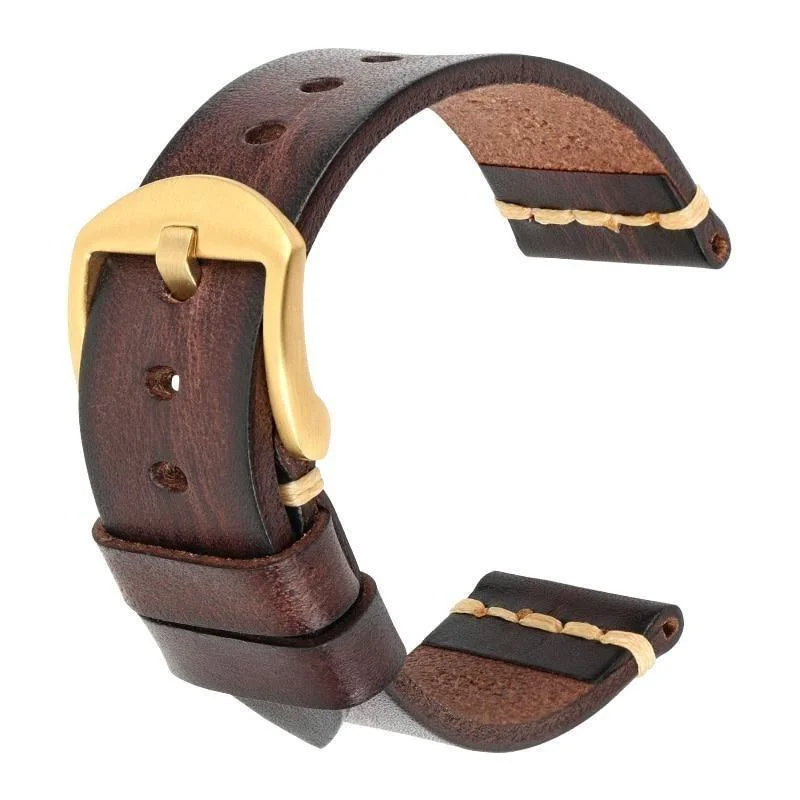 Fine Crafted Gaston Correa de reloj de piel de becerro curtida con hebilla hebijón dorada Classic