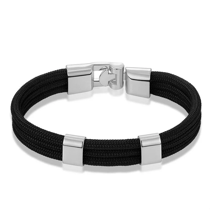 Easy-to-Use Gianluigi Pulsera de cuerda náutica con hebilla plateada Professional