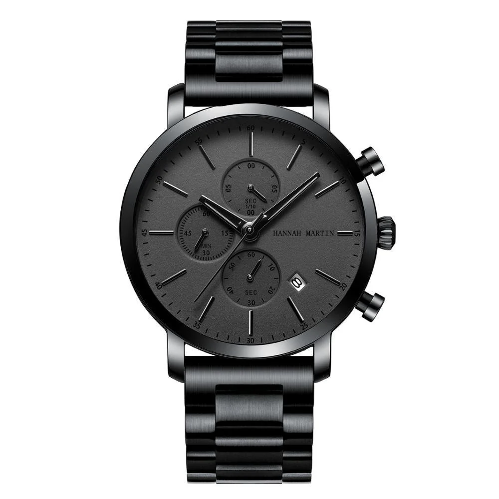 Enhanced Amalfi Reloj cronógrafo minimalista negro mate Long-Lasting