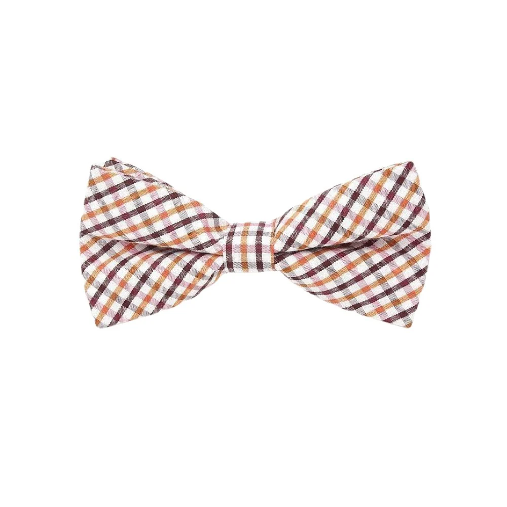 Optimized Checkered Cotton Bow Tie Pre-Tied Premium Material