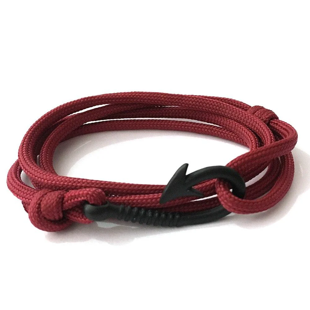 Relaxed Black Small Hook Nautical Bracelet Top-Quality