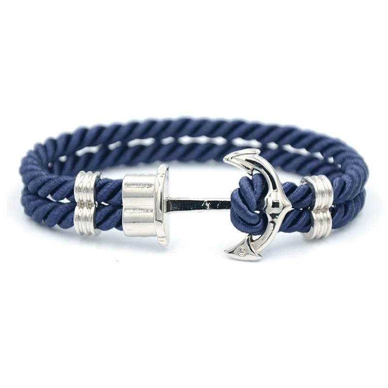 Luxury Luigi Silver Anchor Rope Bracelet High-End