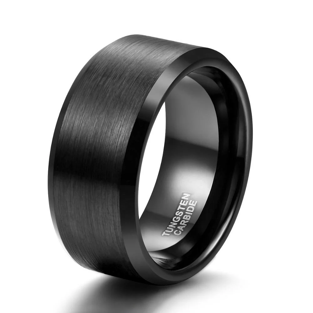 Flexible Brushed Tungsten Carbide Black Ring Eco-Friendly