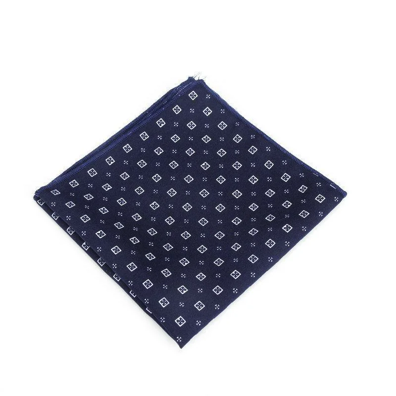 Organic Navy Blue Geometric Cotton Handkerchief Versatile