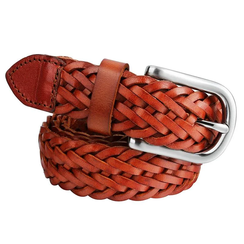 Fashionable Lorenzo Braided Leather Belt Detailed