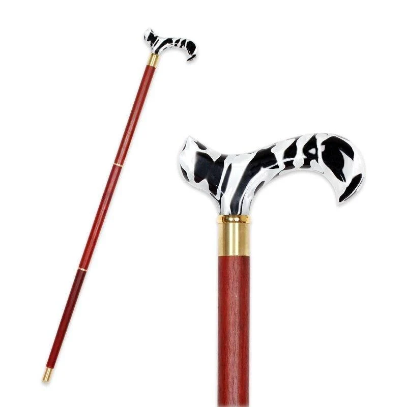 Reusable Gabriel Wooden Walking Stick With Black White Handle Secure