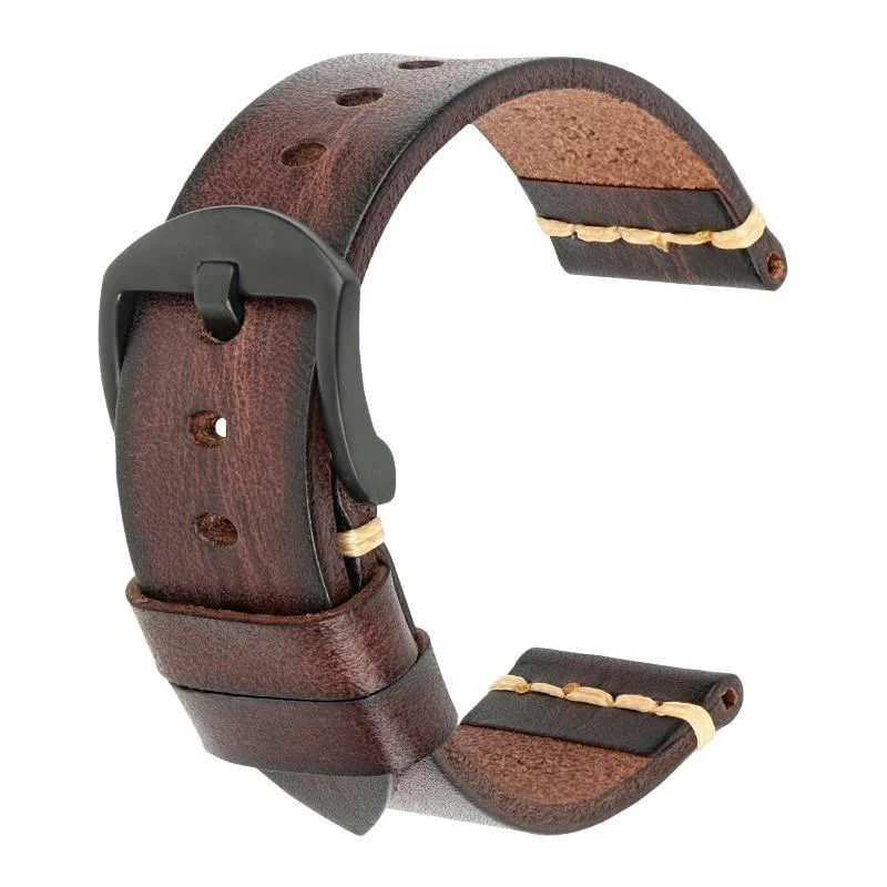 Traditional Gaston Tanned Calfskin Watch Strap With Black Tang Buckle Trusted