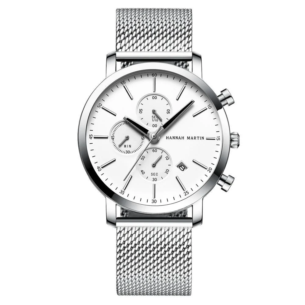 User-Friendly Amalfi Minimalist Silver Chronograph Watch Reusable