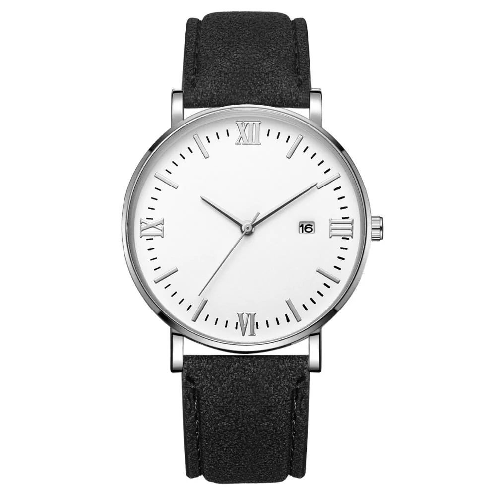 High-Quality Flavio Classic Elegant Watch with White Dial and Black Belt Artisan