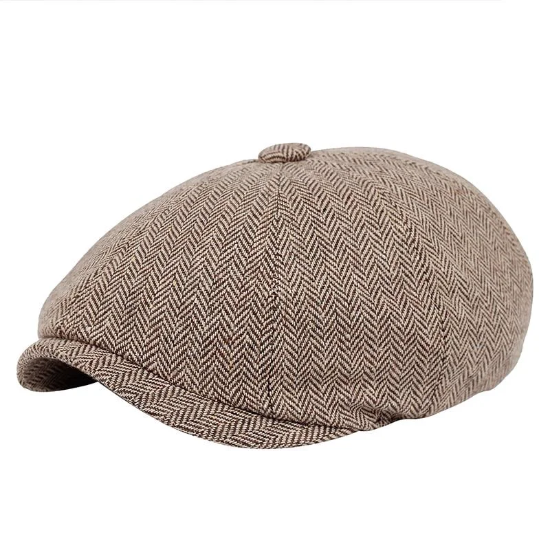 Relaxed Classic Herringbone Newsboy Cap Top-Quality