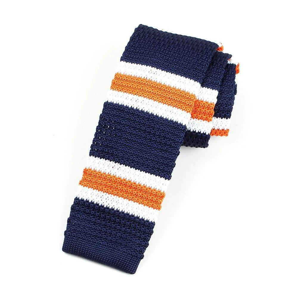 First-Class Striped Knitted Flat End Slim Tie Trendy