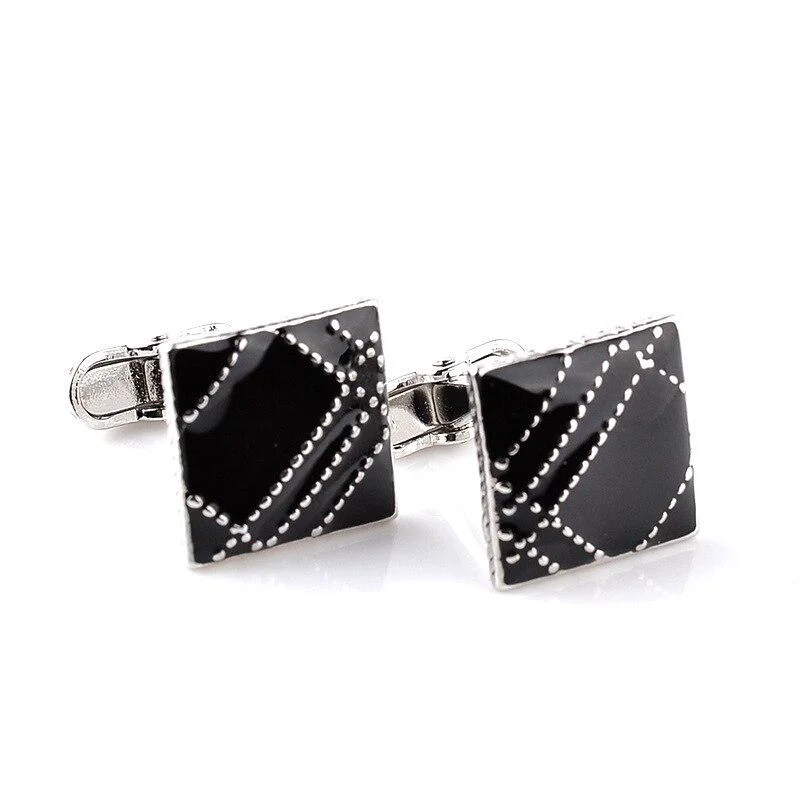 Efficient Black Plaid Metal Cufflink Official