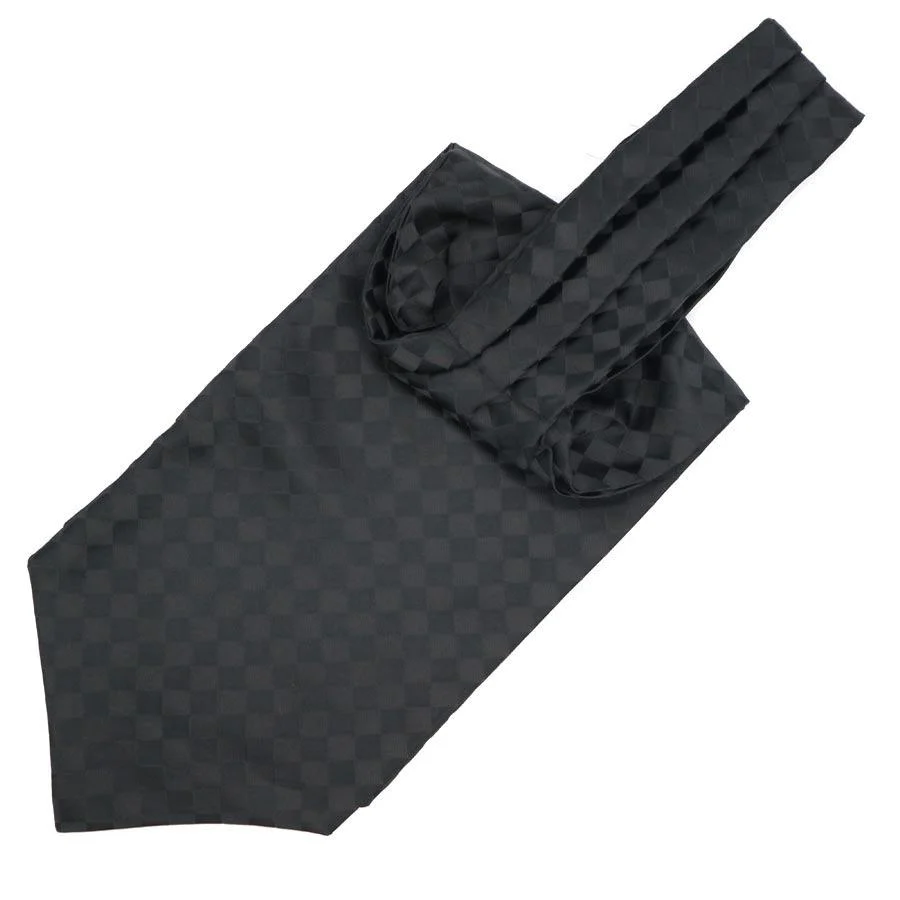 Advanced Black Check Jacquard Ascot Tie Efficient