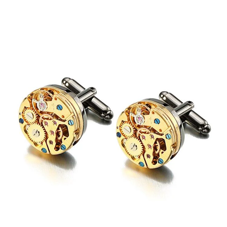 Fine Crafted Gold-Tone Watch Movement Cufflinks Premium