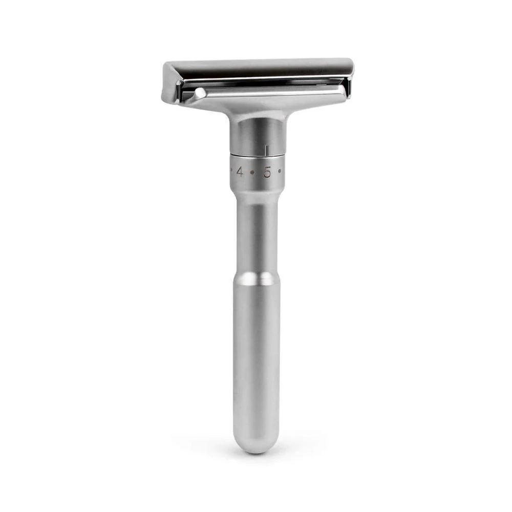 Comfortable Adjustable Double Edge Safety Razor With 5 Titanium Blades Premium Material