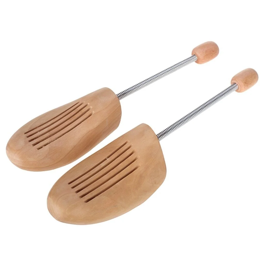 Smart Elastic Wooden Light Brown Shoe Tree 1 Pair Responsible