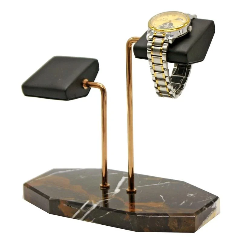 Stylish Nikolas Dark Marble Double Watch Display Stand Holder Elite