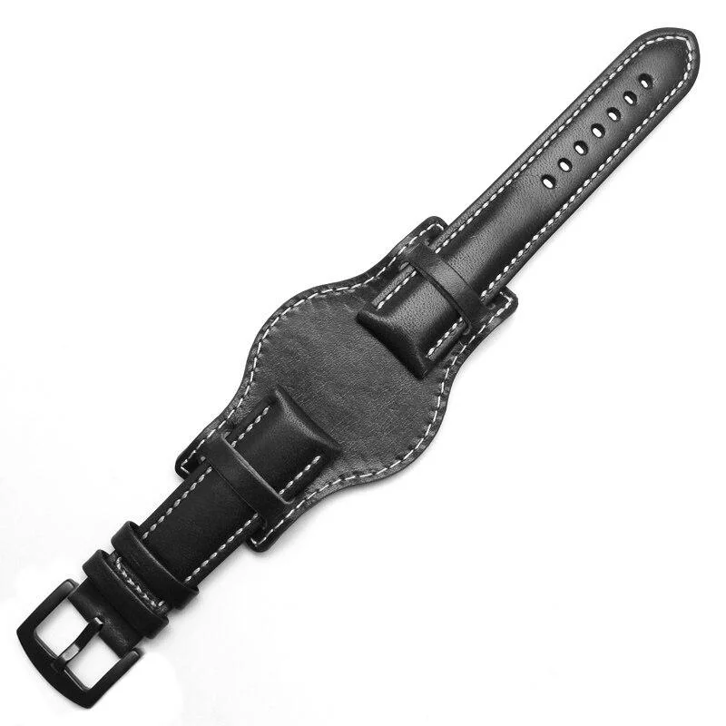 Green Pascal Leather Bund Strap With Stitching Consistent