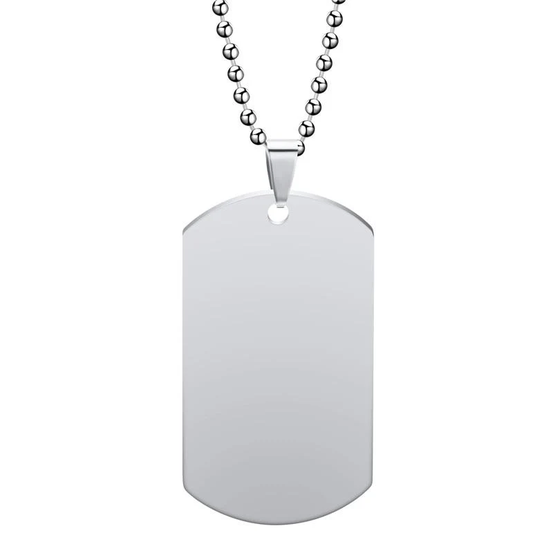 Contemporary Dog Tag 316L Stainless Steel Pendant Necklace Reusable