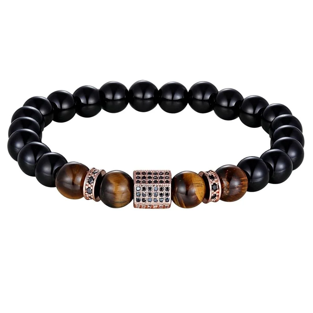 Carefully Designed Douwe Fiore Zircon Onyx Beaded Bracelet Traditional