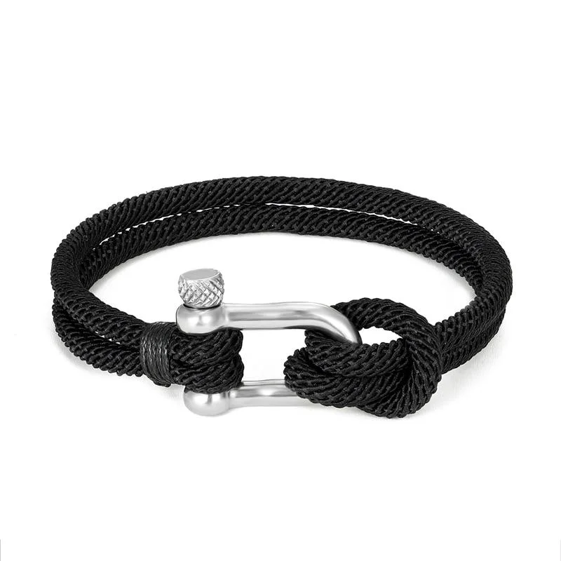 Optimized Gordi Silver U-Shape Shackle Solid Rope Bracelet Refined