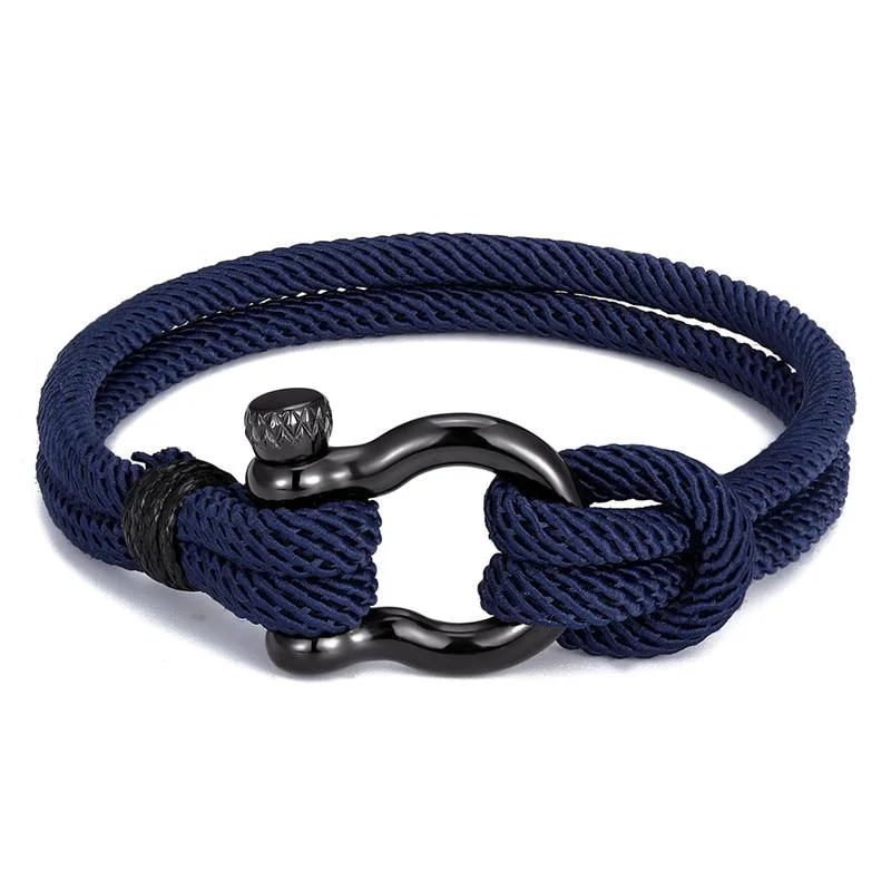 Eco-Friendly Gordi Dark Horseshoe Shackle Solid Rope Bracelet Outstanding
