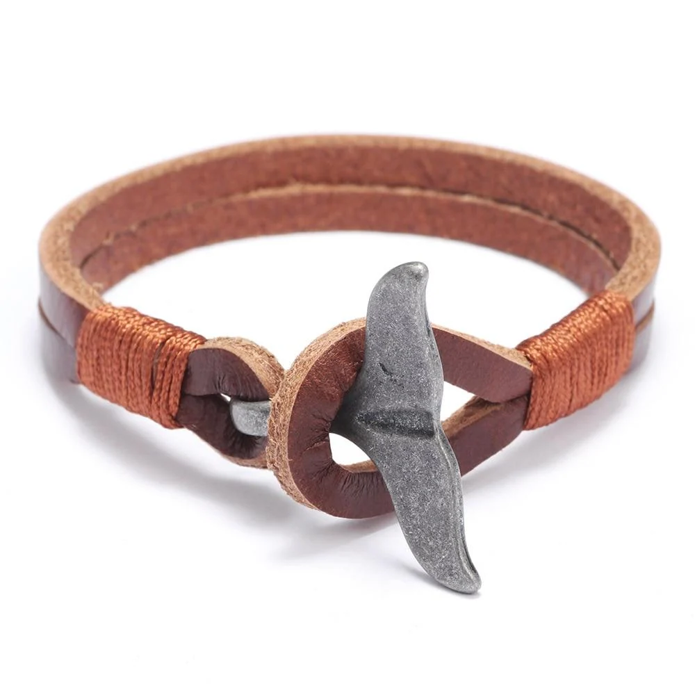 Authentic Whale Tail Solid Leather Bracelet Trusted